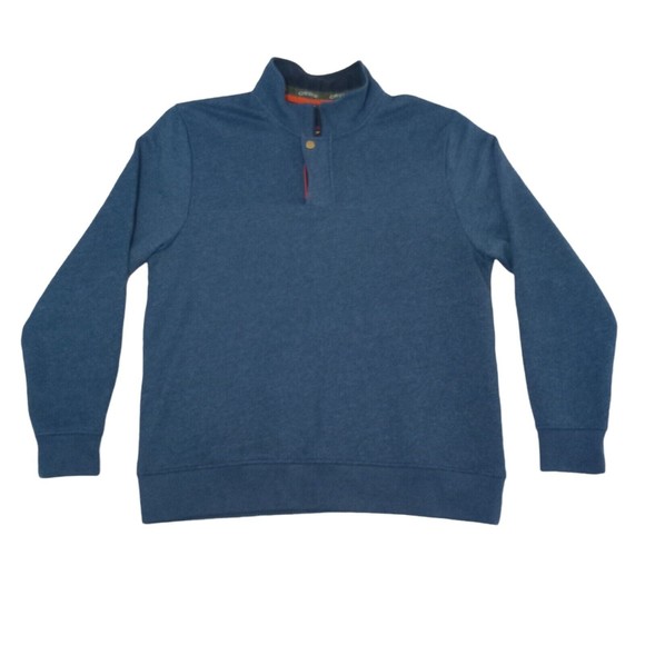 Orvis Other - Orvis Men's Large Blue Pullover Long Sleeve Zip Up With Button Cotton Polyester